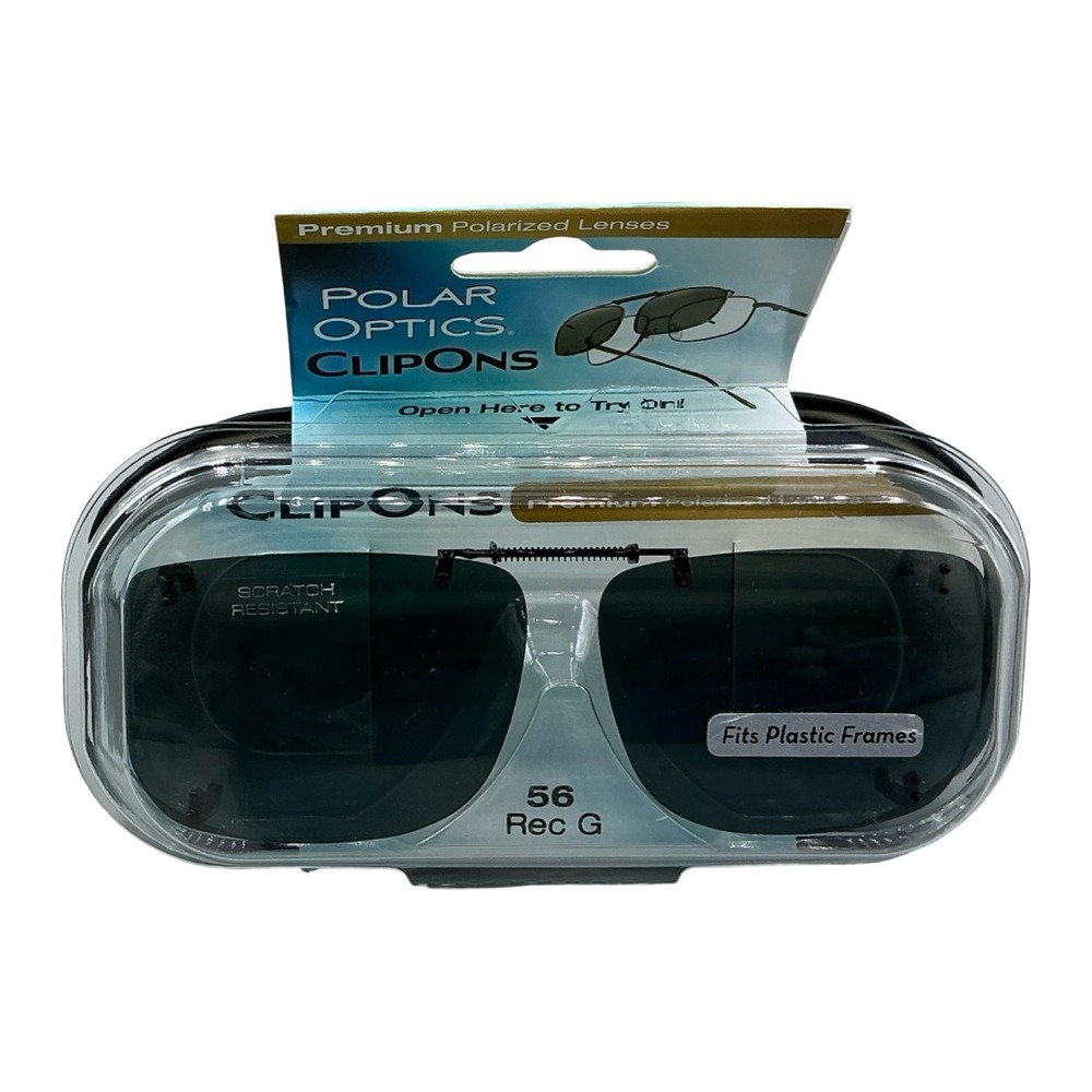 Polar Optics Clip Ons Premium Polarized Sunglasses 56 Rec G Gray Lenses CS8010-4